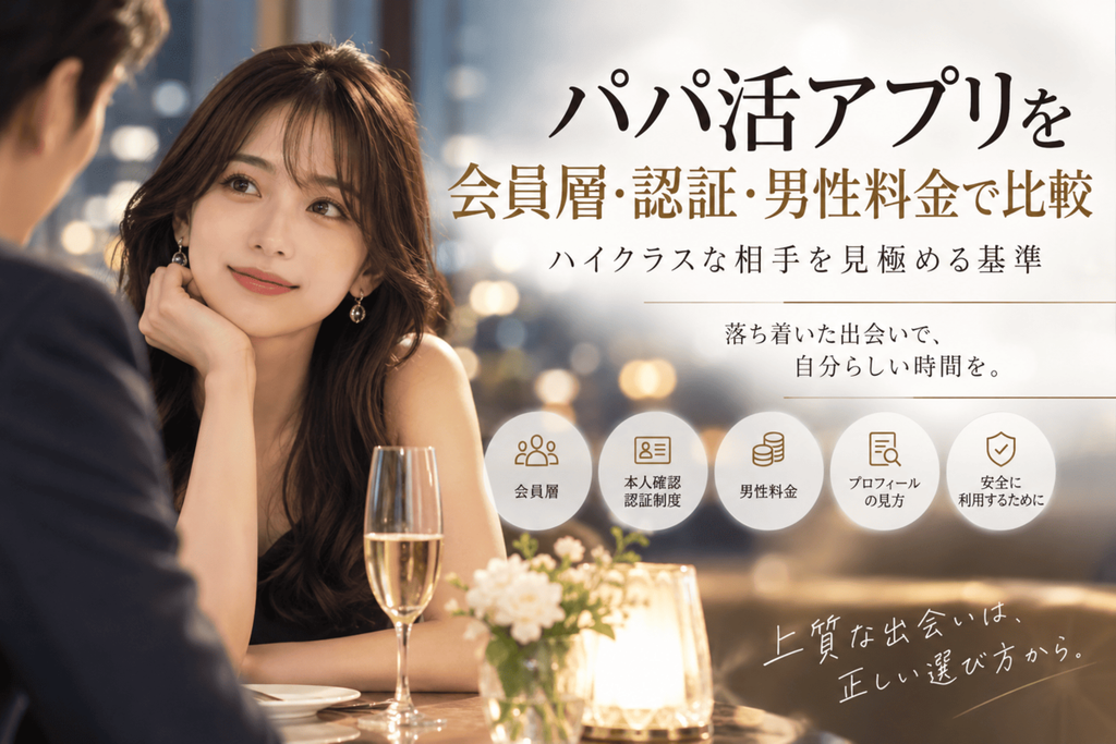 パパ活アプリを会員層・認証・男性料金で比較|ハイクラスな相手を見極める基準